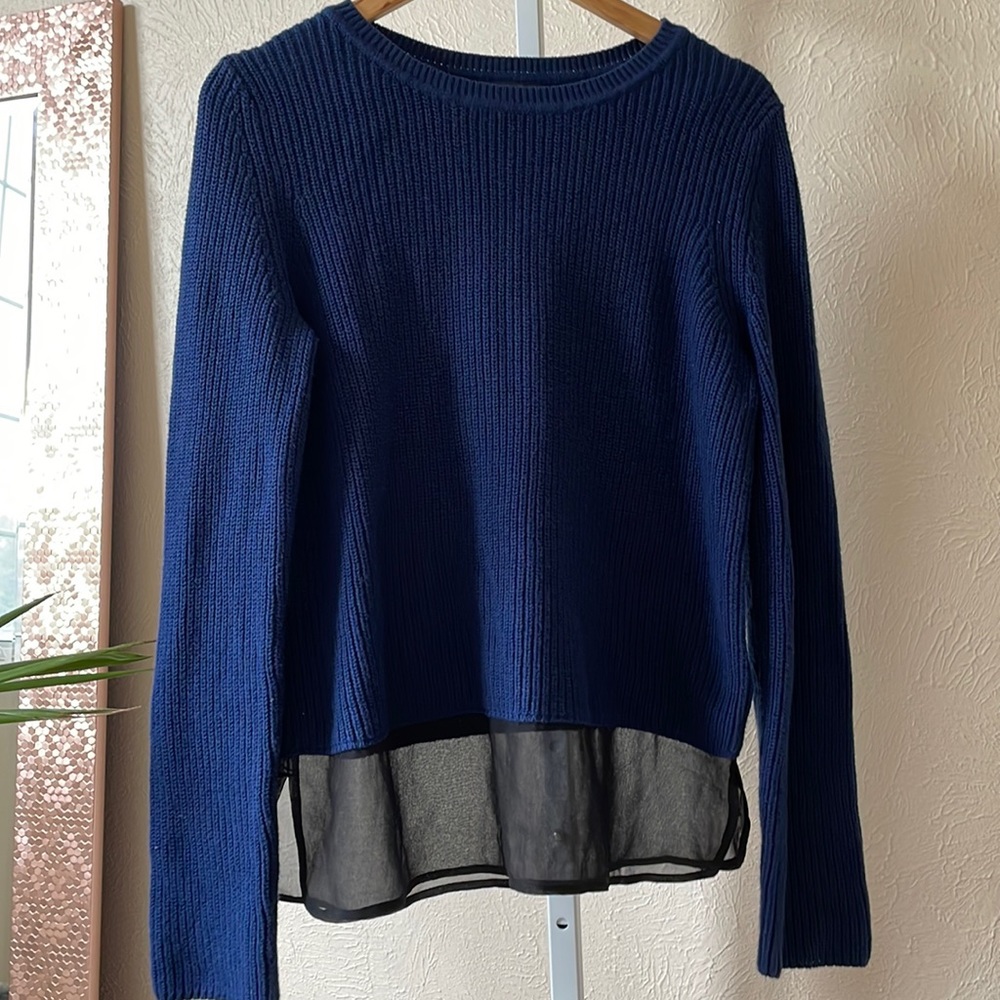 NWOT Banana Republic dark blue layered ribbed soft sweater
